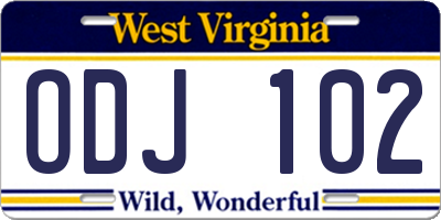 WV license plate ODJ102
