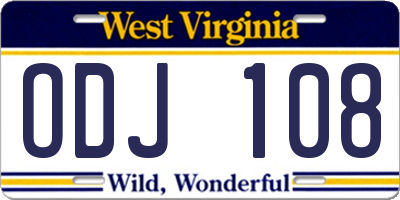 WV license plate ODJ108