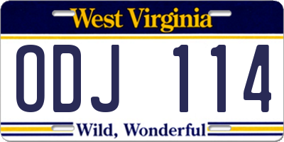 WV license plate ODJ114