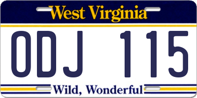 WV license plate ODJ115