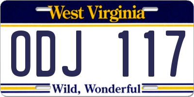 WV license plate ODJ117