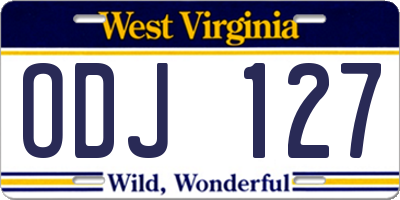 WV license plate ODJ127