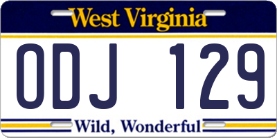 WV license plate ODJ129
