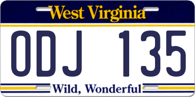 WV license plate ODJ135