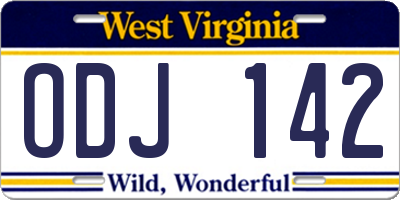 WV license plate ODJ142