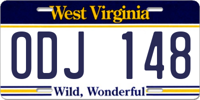 WV license plate ODJ148