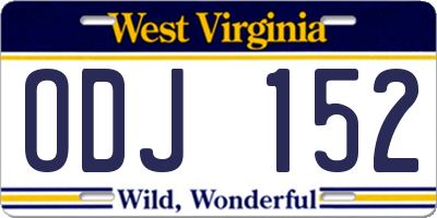 WV license plate ODJ152
