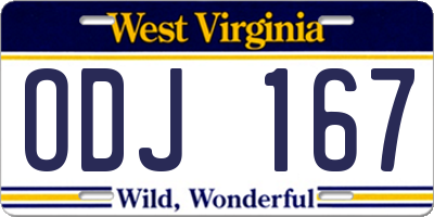 WV license plate ODJ167