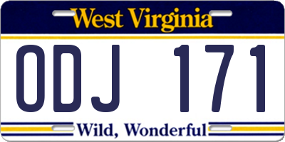 WV license plate ODJ171