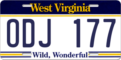 WV license plate ODJ177