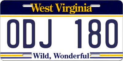 WV license plate ODJ180