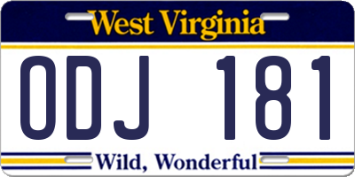 WV license plate ODJ181