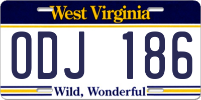 WV license plate ODJ186
