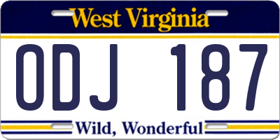 WV license plate ODJ187