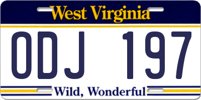 WV license plate ODJ197