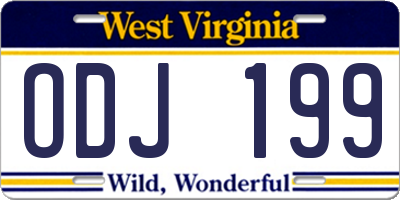 WV license plate ODJ199