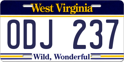 WV license plate ODJ237
