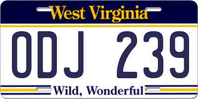 WV license plate ODJ239