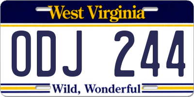 WV license plate ODJ244