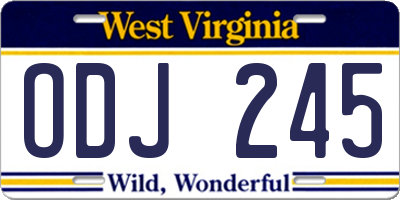 WV license plate ODJ245