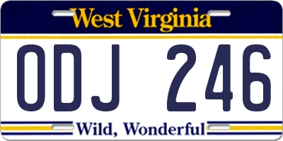 WV license plate ODJ246