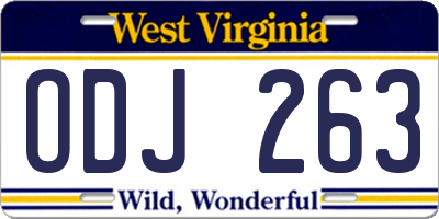 WV license plate ODJ263