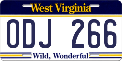 WV license plate ODJ266