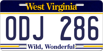 WV license plate ODJ286
