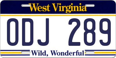 WV license plate ODJ289