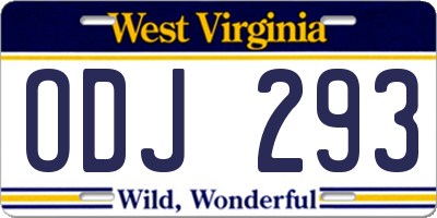 WV license plate ODJ293