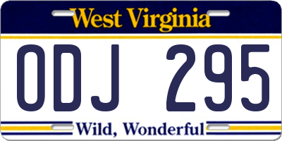 WV license plate ODJ295