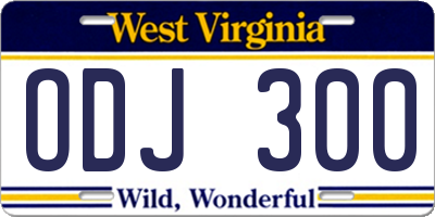 WV license plate ODJ300