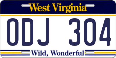 WV license plate ODJ304