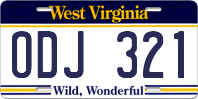 WV license plate ODJ321