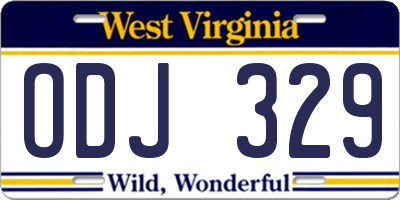 WV license plate ODJ329