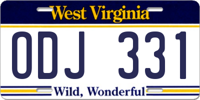 WV license plate ODJ331