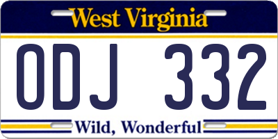 WV license plate ODJ332