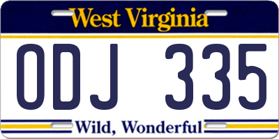WV license plate ODJ335