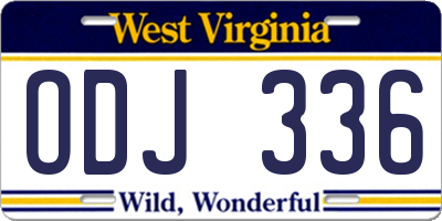 WV license plate ODJ336