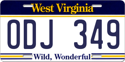 WV license plate ODJ349
