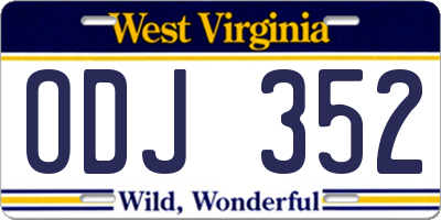 WV license plate ODJ352