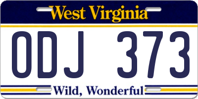 WV license plate ODJ373