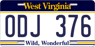 WV license plate ODJ376
