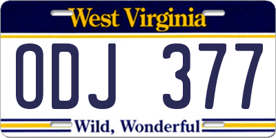 WV license plate ODJ377