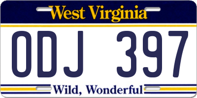 WV license plate ODJ397