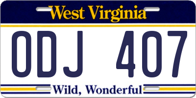 WV license plate ODJ407