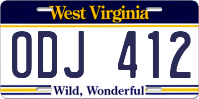 WV license plate ODJ412