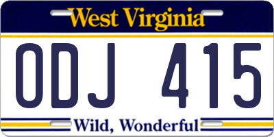 WV license plate ODJ415