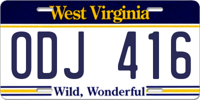 WV license plate ODJ416