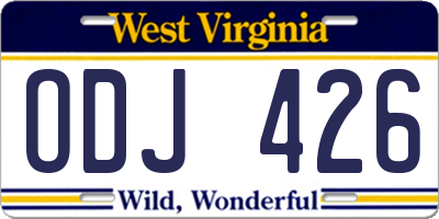 WV license plate ODJ426